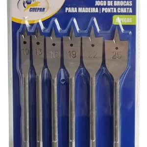 Jogo de Brocas Chata 10-25mm 1/4" Profissional para Madeira